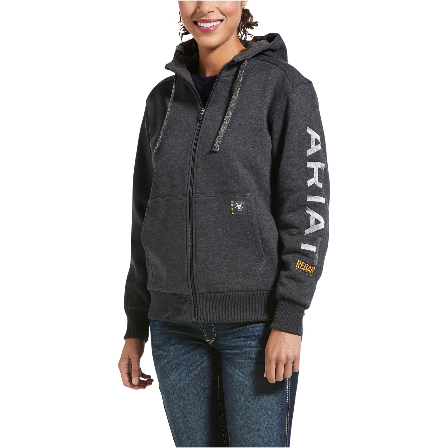 2026 Ariat Womens Rebar All-Weather Full Zip Hoodie 10032910 - Charcoal Heather